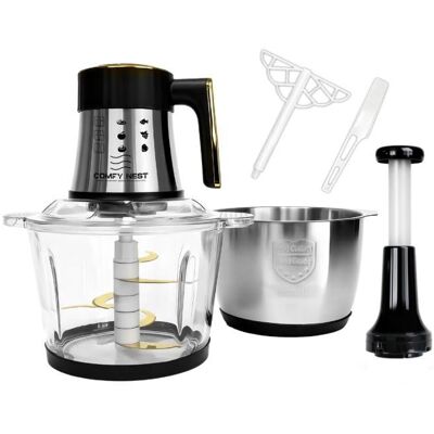 Robot multifonctions - COMFY NEST - CNFP2X3 - 2 bols 3 L (verre + inox) - 200 W (9 000–12 000 tr/min) - Argent Gris - Publicité Robot multifonctions - COMFY NEST - CNFP2X3 - 2 bols 3 L (verre + inox) - 200 W (9 000–12 000 tr/min) - Argent Gris - Publicité