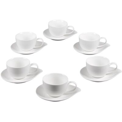 Coffret de 6 tasses à café avec sous tasses 10 cl Pétale - Table Passion Blanc - Publicité Coffret de 6 tasses à café avec sous tasses 10 cl Pétale - Table Passion Blanc - Publicité