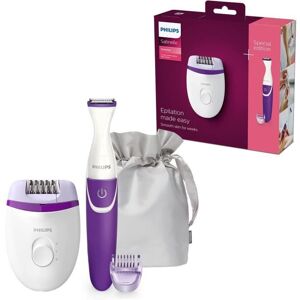 Coffret dépilation - Philips - BRP505/00 - Épilateur Satinelle Essential - Tondeuse Bikini - 4 accessoires Blanc - Publicité Coffret dépilation - Philips - BRP505/00 - Épilateur Satinelle Essential - Tondeuse Bikini - 4 accessoires Blanc - Publicité
