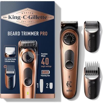 NOBRAND Tondeuse à barbe électrique King C. Gillette PRO pour homme – 40 réglages précis lames durables 80 min dautonomie - Publicité NOBRAND Tondeuse à barbe électrique King C. Gillette PRO pour homme – 40 réglages précis lames durables 80 min dautonomie - Publicité