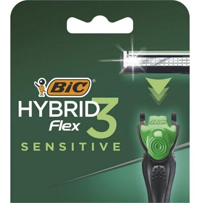 BIC RECH FLEX3 HYBRID SENSI X4 paquet 4 lames rasoirs - Publicité BIC RECH FLEX3 HYBRID SENSI X4 paquet 4 lames rasoirs - Publicité
