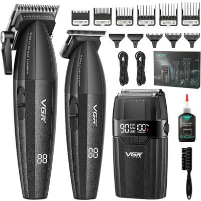 VGR 640 S3 Tondeuse cheveux sans fil kit 3-en-1 — céramique 9 sabots 250 min USB-C LED Noir Noir - Publicité VGR 640 S3 Tondeuse cheveux sans fil kit 3-en-1 — céramique 9 sabots 250 min USB-C LED Noir Noir - Publicité