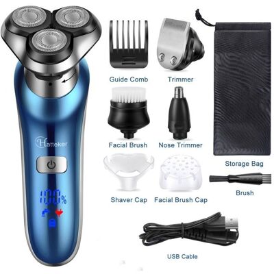 HATTEKER RASOIR ELECTRIQUE 4 en 1 Homme Tondeuse Nez Barbe Cheveux Étanche Écran LED Bleu Rechargeable - Publicité HATTEKER RASOIR ELECTRIQUE 4 en 1 Homme Tondeuse Nez Barbe Cheveux Étanche Écran LED Bleu Rechargeable - Publicité