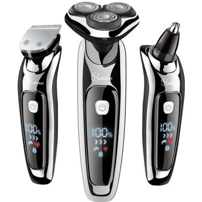 HATTEKER Rasoir Hommes Électrique Rotatif Tondeuse À Barbe Enlever Poils Nez Oreilles Sans Fil Rechargeable USB Classique Noir - Publicité HATTEKER Rasoir Hommes Électrique Rotatif Tondeuse À Barbe Enlever Poils Nez Oreilles Sans Fil Rechargeable USB Classique Noir - Publicité