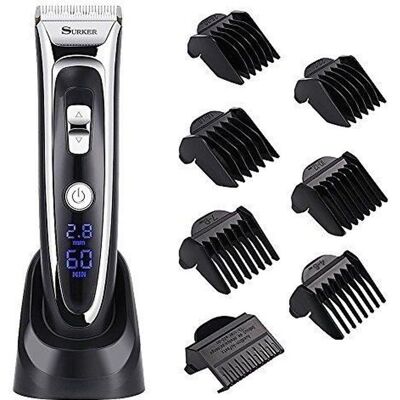 Tondeuse à cheveux - SURKER - Professionnelle - Lames en céramique - Réglages 0.8mm à 2.8mm - Sans fil - Publicité Tondeuse à cheveux - SURKER - Professionnelle - Lames en céramique - Réglages 0.8mm à 2.8mm - Sans fil - Publicité