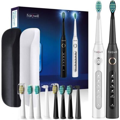 Brosse à dents électrique Fairywill Rechargeable brosse à dents sonic de voyage avec étui de voyage et 10 tête de brosse à dents Noir - Publicité Brosse à dents électrique Fairywill Rechargeable brosse à dents sonic de voyage avec étui de voyage et 10 tête de brosse à dents Noir - Publicité
