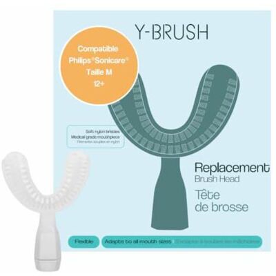 Y-BRUSH Compatible avec Philips Sonicare - - Tête de Brosse à Dents en Y - Flexible - À Renouveler Tous Les 6 Mois - Adulte Blanc - Publicité Y-BRUSH Compatible avec Philips Sonicare - - Tête de Brosse à Dents en Y - Flexible - À Renouveler Tous Les 6 Mois - Adulte Blanc - Publicité