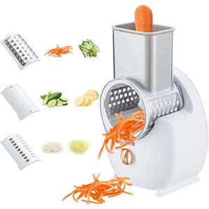 JOULLI Râpe à Légumes Électrique 3 en 1 Coupe-Légumes Électrique Multifonction avec 5 Lames Interchangeables pour Fromage Concombre Carotte Blanc - Publicité JOULLI Râpe à Légumes Électrique 3 en 1 Coupe-Légumes Électrique Multifonction avec 5 Lames Interchangeables pour Fromage Concombre Carotte Blanc - Publicité