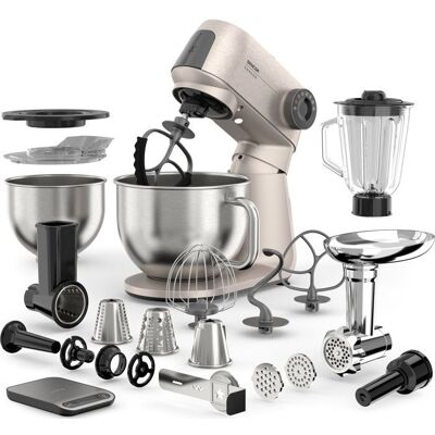 Robot pâtissier multifonction Sencor STM 7651WS Gordon - Pétrin hachoir et blender - 2 bols inox - Moteur 1500 W - Argenté Gris - Publicité Robot pâtissier multifonction Sencor STM 7651WS Gordon - Pétrin hachoir et blender - 2 bols inox - Moteur 1500 W - Argenté Gris - Publicité
