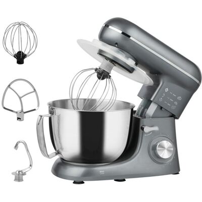 Robot pâtissier - HOMCOM - 1300 W 4 5 L - bol dacier inoxydable 6+P vitesses et pulse tête inclinable - 35 x 22 x 29 cm - argent Gris - Publicité Robot pâtissier - HOMCOM - 1300 W 4 5 L - bol dacier inoxydable 6+P vitesses et pulse tête inclinable - 35 x 22 x 29 cm - argent Gris - Publicité