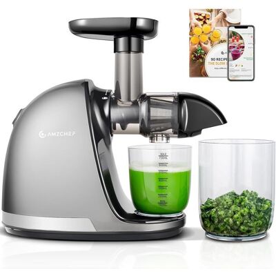 AMZCHEF Extracteur de Jus de Fruits et Légumes Automatique avec 2 Tasses et Brosse Jus Frais et Santé sans BPA Gris - Publicité AMZCHEF Extracteur de Jus de Fruits et Légumes Automatique avec 2 Tasses et Brosse Jus Frais et Santé sans BPA Gris - Publicité