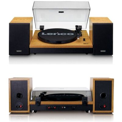 Platine vinyle - LENCO - LS-300 - Bluetooth - 2 enceintes bois séparées 2x10W - 33/45 tours Marron - Publicité Platine vinyle - LENCO - LS-300 - Bluetooth - 2 enceintes bois séparées 2x10W - 33/45 tours Marron - Publicité