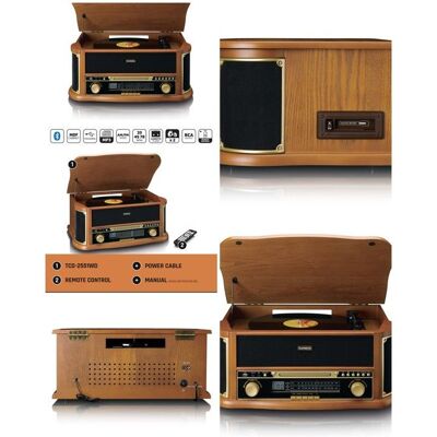 Lenco Platine Disque Vinyle - RETRO - TCD-2551WD - Bluetooth 5.0 - Radio - Lecteur CD - Vintage Marron - Publicité Lenco Platine Disque Vinyle - RETRO - TCD-2551WD - Bluetooth 5.0 - Radio - Lecteur CD - Vintage Marron - Publicité
