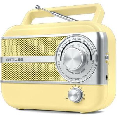 Radio Portable - MUSE - M-056 - Amarillo Vintage - FM/AM - Haut-parleur Intégré Jaune - Publicité Radio Portable - MUSE - M-056 - Amarillo Vintage - FM/AM - Haut-parleur Intégré Jaune - Publicité