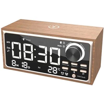 SODIAL Réveil en Bois Radio FM Vintage Chargement Sans Fil Affichage LED Variateur DIntensité Calendrier pour Chambre ou Bureau - Publicité SODIAL Réveil en Bois Radio FM Vintage Chargement Sans Fil Affichage LED Variateur DIntensité Calendrier pour Chambre ou Bureau - Publicité