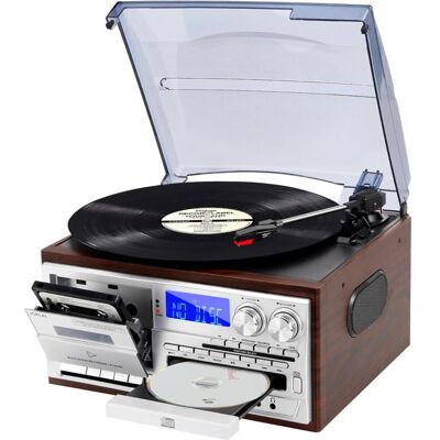 JORLAI Platine Vinyle 9-en-1 3 Vitesses Bluetooth avec Haut-parleurs Intégrés Marron Marron - Publicité JORLAI Platine Vinyle 9-en-1 3 Vitesses Bluetooth avec Haut-parleurs Intégrés Marron Marron - Publicité