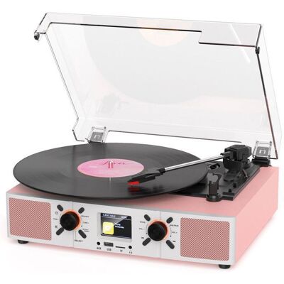 Platine Vinyle Bluetooth-TANLANIN-DT2032-Avec fonction Réveil Radio Dab/Dab+-Pour 33/45/78 Tours-équipement De Musique Hi Fi-Rose Rose - Publicité Platine Vinyle Bluetooth-TANLANIN-DT2032-Avec fonction Réveil Radio Dab/Dab+-Pour 33/45/78 Tours-équipement De Musique Hi Fi-Rose Rose - Publicité