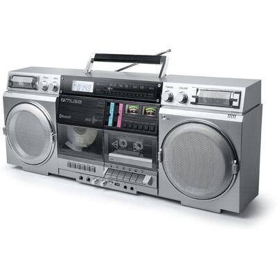 Enceinte Portable Hifi Muse M-380 GBS Ghetto Blaster Enregistreur de cassette CD RADIO FM BLUETOOTH - 80W - Écran LCD Gris - Publicité Enceinte Portable Hifi Muse M-380 GBS Ghetto Blaster Enregistreur de cassette CD RADIO FM BLUETOOTH - 80W - Écran LCD Gris - Publicité