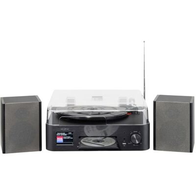 Chaîne Hi-Fi rétro - Reflexion - Platine vinyle - DAB+ FM radio Internet - Bluetooth CD USB Noir - Publicité Chaîne Hi-Fi rétro - Reflexion - Platine vinyle - DAB+ FM radio Internet - Bluetooth CD USB Noir - Publicité