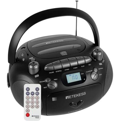 Lecteur CD portable Retekess TR630 avec radio et cassette - Son stéréo - Publicité Lecteur CD portable Retekess TR630 avec radio et cassette - Son stéréo - Publicité