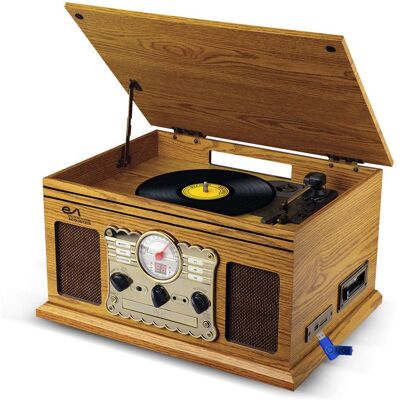 EVIDENCE ACOUSTICS Chaîne Hifi Tourne-Disque EA-PL300-WOOD Vinyle 33/45/78 60W FM CD Cassette BT USB SD REC rétro Vintage+Clé USB 32G Marron - Publicité EVIDENCE ACOUSTICS Chaîne Hifi Tourne-Disque EA-PL300-WOOD Vinyle 33/45/78 60W FM CD Cassette BT USB SD REC rétro Vintage+Clé USB 32G Marron - Publicité