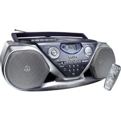 Radio cassette Philips AZ1505 Boombox K7 audio FM sans fil stéréo lecteur CD Gris - Publicité Radio cassette Philips AZ1505 Boombox K7 audio FM sans fil stéréo lecteur CD Gris - Publicité