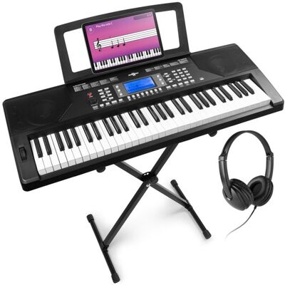 Max Rhapsody61P - Clavier Électronique 61 Touches Semi Lourdes avec Casque Audio et Stand Inclus Haut-Parleurs Stéréo - Noir - Publicité Max Rhapsody61P - Clavier Électronique 61 Touches Semi Lourdes avec Casque Audio et Stand Inclus Haut-Parleurs Stéréo - Noir - Publicité