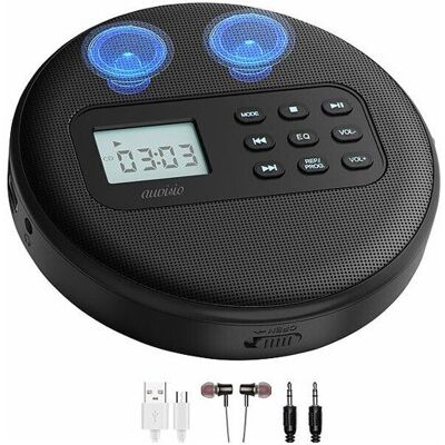 AUVISIO Lecteur CD portable rechargeable avec fonction bluetooth et haut-parleurs Noir - Publicité AUVISIO Lecteur CD portable rechargeable avec fonction bluetooth et haut-parleurs Noir - Publicité