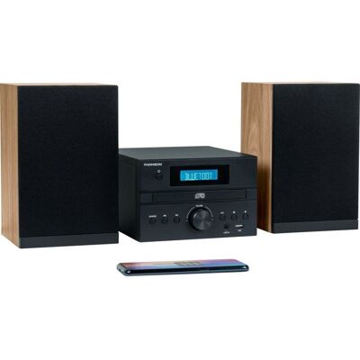 Micro Chaîne - THOMSON - Bluetooth - Radio - CD - MP3 - USB - DAB - Bois et noir Marron - Publicité Micro Chaîne - THOMSON - Bluetooth - Radio - CD - MP3 - USB - DAB - Bois et noir Marron - Publicité