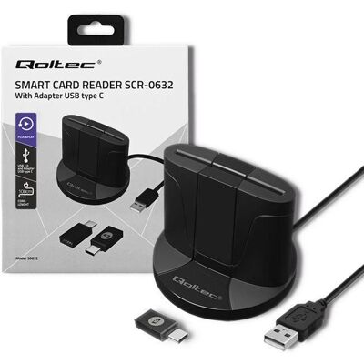 Qoltec Lecteur de carte à puce Intelligent Smart ID SCR-0632 USB de type C - 50632 - Publicité Qoltec Lecteur de carte à puce Intelligent Smart ID SCR-0632 USB de type C - 50632 - Publicité