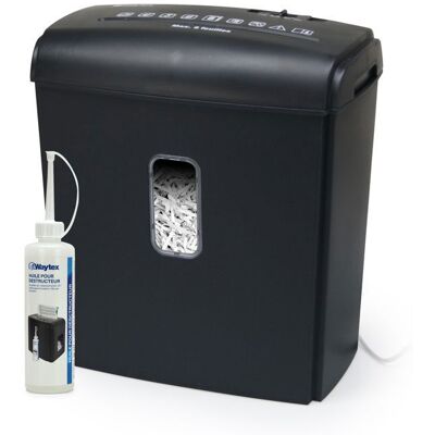 Destructeur de documents WAYTEX coupe croisée haute sécurité 8 Feuilles bac 15L avec flacon d’huile lubrifiante 250ml Blanc - Publicité Destructeur de documents WAYTEX coupe croisée haute sécurité 8 Feuilles bac 15L avec flacon d’huile lubrifiante 250ml Blanc - Publicité