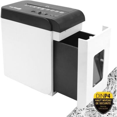 Destructeur de document WAYTEX coupe croisée haute sécurité 5 feuilles bac tiroir 8L ultra silencieux Blanc - Publicité Destructeur de document WAYTEX coupe croisée haute sécurité 5 feuilles bac tiroir 8L ultra silencieux Blanc - Publicité