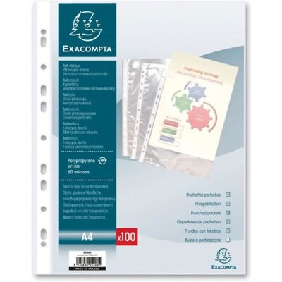 EXACOMPTA 100 Pochettes perforées A4 Polypropylène lisse 6x100e - Publicité EXACOMPTA 100 Pochettes perforées A4 Polypropylène lisse 6x100e - Publicité