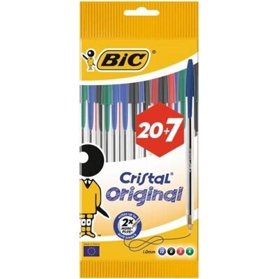 BIC® - Lot de 27 Stylos à bille Cristal® Original - Noir bleu rouge et vert Noir - Publicité BIC® - Lot de 27 Stylos à bille Cristal® Original - Noir bleu rouge et vert Noir - Publicité