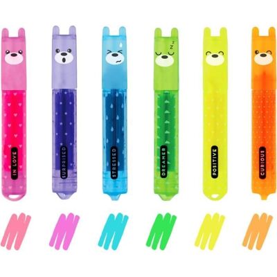 Mini Surligneurs - Legami - Teddys Mood - Pack de 6 - Multicolore - Néon Rose - Publicité Mini Surligneurs - Legami - Teddys Mood - Pack de 6 - Multicolore - Néon Rose - Publicité