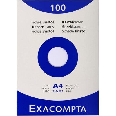 EXACOMPTA 100 Fiches Bristol 210x297mm Blanc Blanc - Publicité EXACOMPTA 100 Fiches Bristol 210x297mm Blanc Blanc - Publicité