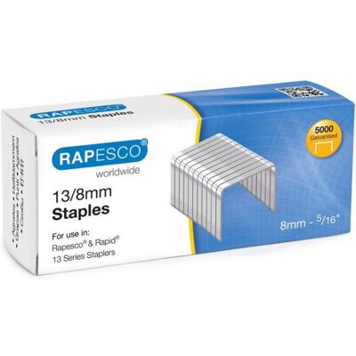 Agrafes - RAPESCO - 13-8mm - Boite de 5000 - Galvanisées - Haute qualité - Publicité Agrafes - RAPESCO - 13-8mm - Boite de 5000 - Galvanisées - Haute qualité - Publicité