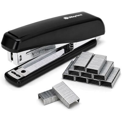 WAYTEX Agrafeuse avec agrafes - Pack avec 1000 agrafes - Capacité 30 feuilles - Profondeur dagrafage 68 mm - Format 24/6 Noir - Publicité WAYTEX Agrafeuse avec agrafes - Pack avec 1000 agrafes - Capacité 30 feuilles - Profondeur dagrafage 68 mm - Format 24/6 Noir - Publicité