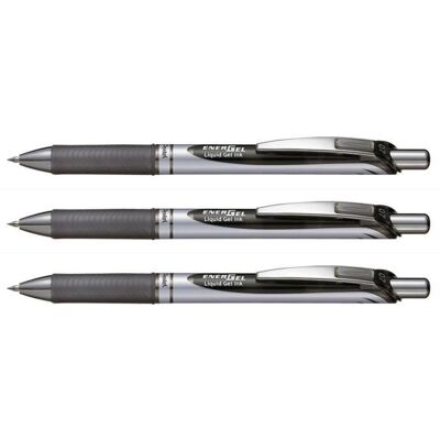 Stylos Roller encre gel rétractable ENERGEL BL77 Pointe 07 mm Noir - PENTEL - Lot de 3 Noir - Publicité Stylos Roller encre gel rétractable ENERGEL BL77 Pointe 07 mm Noir - PENTEL - Lot de 3 Noir - Publicité