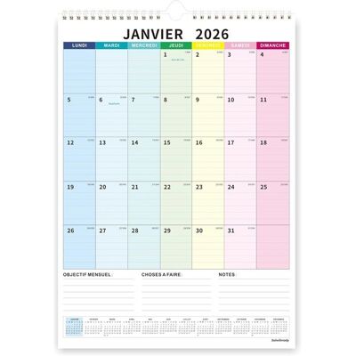 JBNIUAY Calendrier Mural 18 Mois Janv 2026-Juin 2027-Grand Format 43x31cm Coloré-Planificateur Mensuel Familial Organisation Domestique - Publicité JBNIUAY Calendrier Mural 18 Mois Janv 2026-Juin 2027-Grand Format 43x31cm Coloré-Planificateur Mensuel Familial Organisation Domestique - Publicité