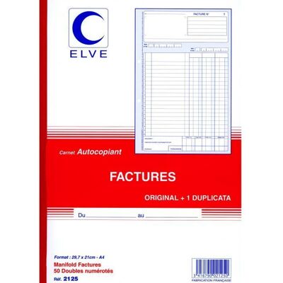 ELVE Manifold FACTURES 297 x 210 mm 50 feuillets Dupli - Publicité ELVE Manifold FACTURES 297 x 210 mm 50 feuillets Dupli - Publicité
