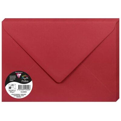 Enveloppe - CLAIREFONTAINE - Pollen - 120g - 162x229 mm - Rouge groseille - Paquet de 20 Rouge - Publicité Enveloppe - CLAIREFONTAINE - Pollen - 120g - 162x229 mm - Rouge groseille - Paquet de 20 Rouge - Publicité