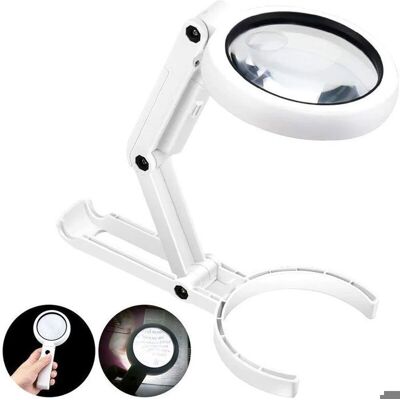 ARTICLES DUSAGE QUOTIDIEN Loupe à Main 5X 11X Loupe de Table avec Support Pliable pour Bureau Bijoux Journaux Lecture Montre Réparation Artisanat Blanc - Publicité ARTICLES DUSAGE QUOTIDIEN Loupe à Main 5X 11X Loupe de Table avec Support Pliable pour Bureau Bijoux Journaux Lecture Montre Réparation Artisanat Blanc - Publicité