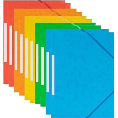 Chemises à Élastique Pochettes Cartonnées 3 Rabats en Carte Lustrée Format A4 Fermeture pour Documents 5 Coloré Assorties (10pcs) - Publicité Chemises à Élastique Pochettes Cartonnées 3 Rabats en Carte Lustrée Format A4 Fermeture pour Documents 5 Coloré Assorties (10pcs) - Publicité