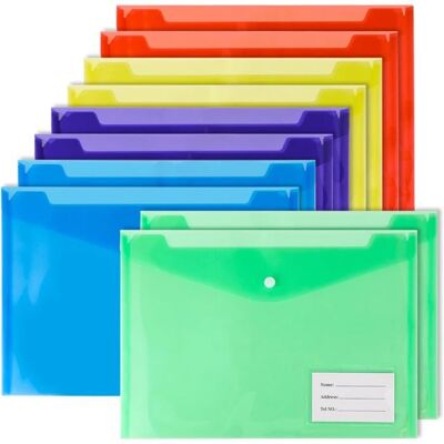 Lot de 10 Pochettes Plastique A4 avec Rabat Chemises avec Pochettes d’Étiquette Rangement Efficace Idéal pour l’École - Publicité Lot de 10 Pochettes Plastique A4 avec Rabat Chemises avec Pochettes d’Étiquette Rangement Efficace Idéal pour l’École - Publicité