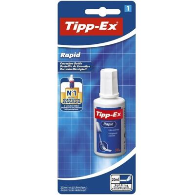 Flacon correcteur - BIC - Tipp-Ex Rapid - 20 ml - Fort pouvoir couvrant - Applicateur mousse Blanc - Publicité Flacon correcteur - BIC - Tipp-Ex Rapid - 20 ml - Fort pouvoir couvrant - Applicateur mousse Blanc - Publicité