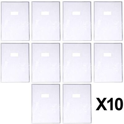 Clairefontaine Lot de 10 protège-cahiers - A4 - 21x297cm - Épaisseur 12/100ème - Incolore - Avec porte étiquette - Publicité Clairefontaine Lot de 10 protège-cahiers - A4 - 21x297cm - Épaisseur 12/100ème - Incolore - Avec porte étiquette - Publicité