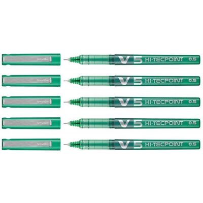 Stylos roller PILOT Hi-Tecpoint V5 - Encre liquide - Pointe Fine - Lot de 5 - Vert Vert - Publicité Stylos roller PILOT Hi-Tecpoint V5 - Encre liquide - Pointe Fine - Lot de 5 - Vert Vert - Publicité