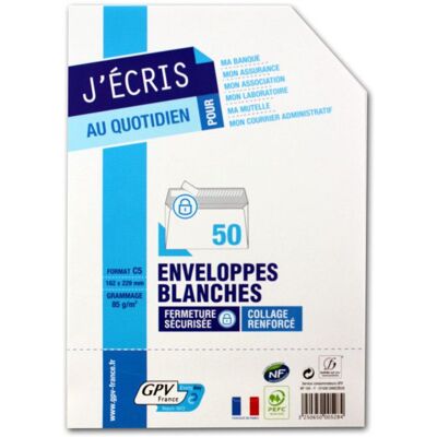 Enveloppes C5 - GPV - 162 x 229 mm - Blanc - Auto-adhésives - 50 unités Blanc - Publicité Enveloppes C5 - GPV - 162 x 229 mm - Blanc - Auto-adhésives - 50 unités Blanc - Publicité