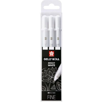 Lot 3 stylos gel pointe fine Gelly Roll Sakura 05 0.3mm blanc brillant Blanc - Publicité Lot 3 stylos gel pointe fine Gelly Roll Sakura 05 0.3mm blanc brillant Blanc - Publicité